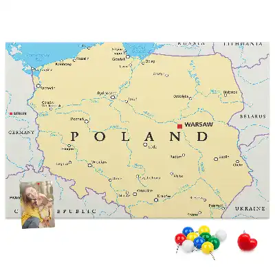 Nástenka do detskej izby s politickou mapou Poľska