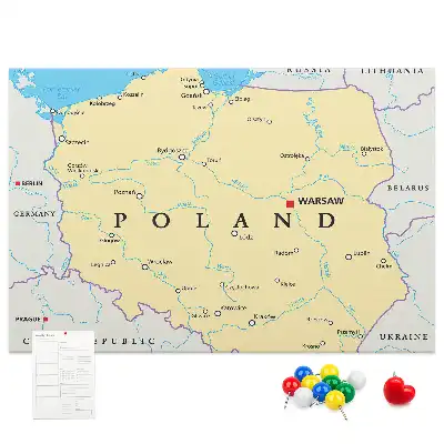 Nástenka do detskej izby s politickou mapou Poľska