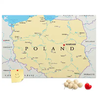 Nástenka do detskej izby s politickou mapou Poľska
