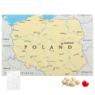 Nástenka do detskej izby s politickou mapou Poľska