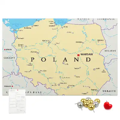 Nástenka do detskej izby s politickou mapou Poľska