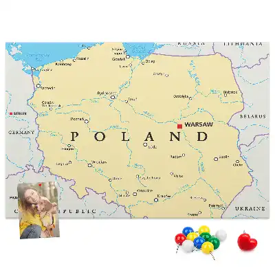 Nástenka do detskej izby s politickou mapou Poľska