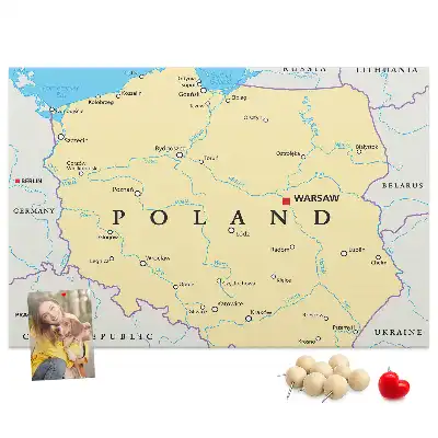 Nástenka do detskej izby s politickou mapou Poľska