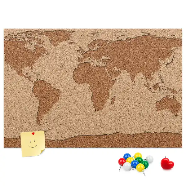 Korková nástenka mapa sveta do detskej izby