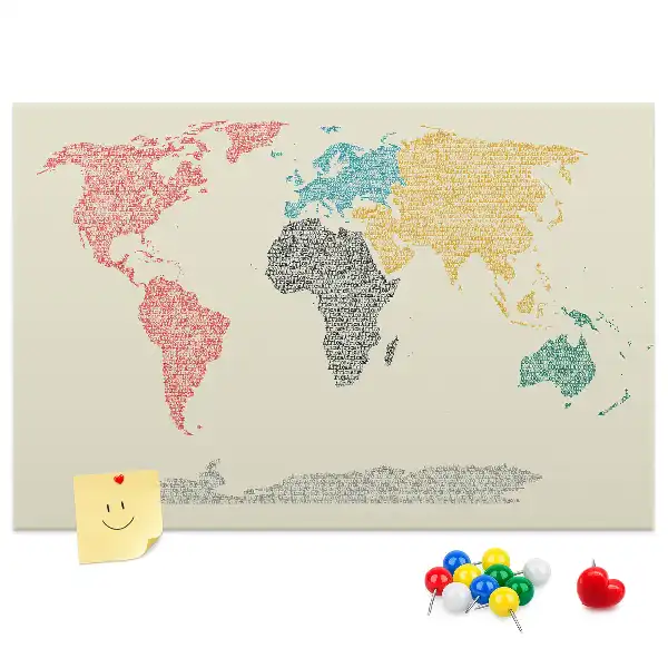 Nástenná mapa sveta z písmen do detskej izby