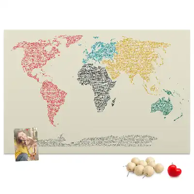 Nástenná mapa sveta z písmen do detskej izby