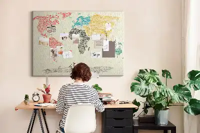 Nástenná mapa sveta z písmen do detskej izby