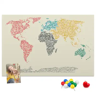 Nástenná mapa sveta z písmen do detskej izby