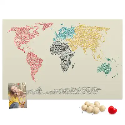 Nástenná mapa sveta z písmen do detskej izby