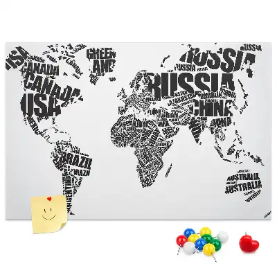 Nástenná detská nástenka s typografickou mapou kontinentov