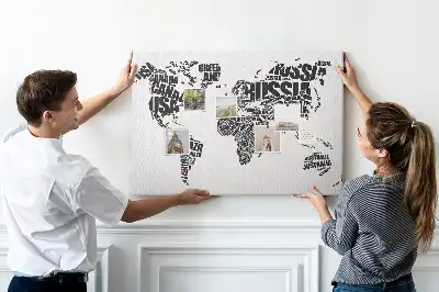 Nástenná detská nástenka s typografickou mapou kontinentov