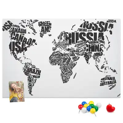 Nástenná detská nástenka s typografickou mapou kontinentov