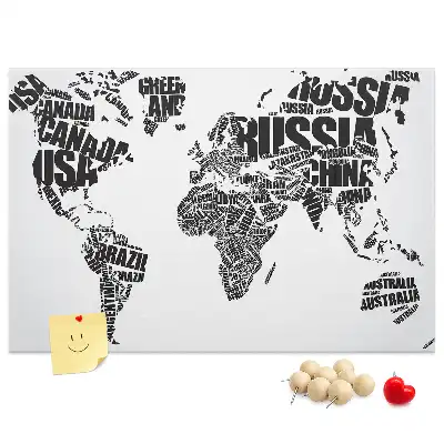 Nástenná detská nástenka s typografickou mapou kontinentov