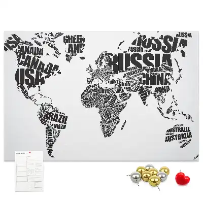 Nástenná detská nástenka s typografickou mapou kontinentov