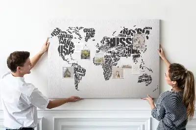 Nástenná detská nástenka s typografickou mapou kontinentov