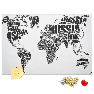 Nástenná detská nástenka s typografickou mapou kontinentov