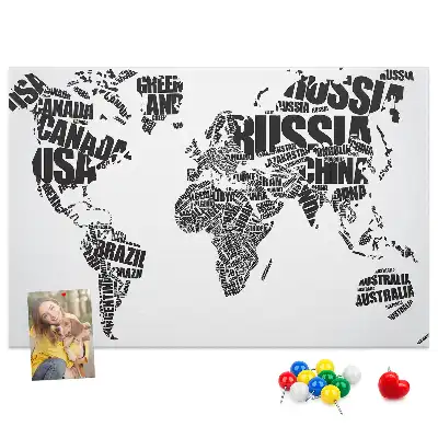 Nástenná detská nástenka s typografickou mapou kontinentov