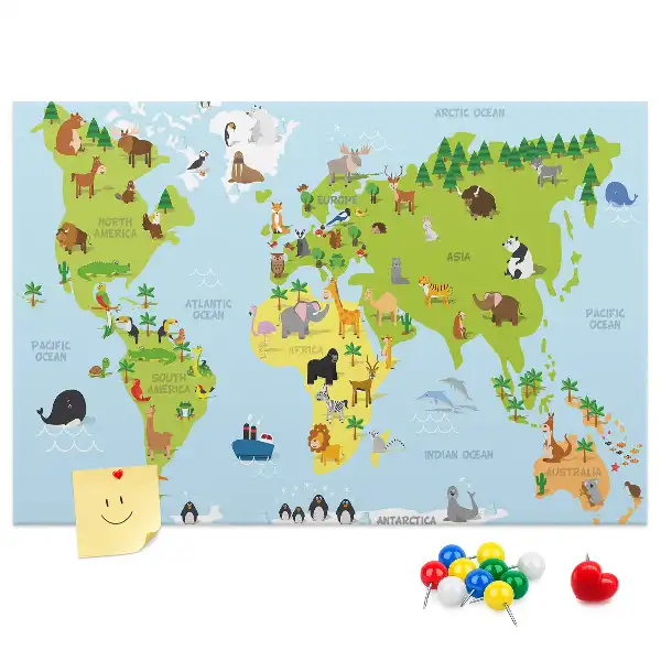 Korková nástenka s atlasom zvierat pre deti