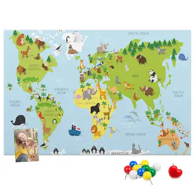 Korková nástenka s atlasom zvierat pre deti
