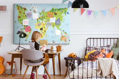 Korková nástenka s atlasom zvierat pre deti