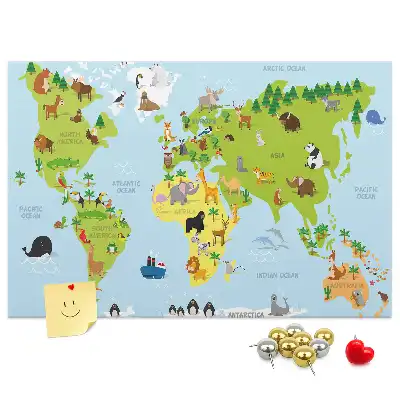 Korková nástenka s atlasom zvierat pre deti