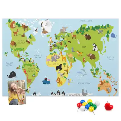 Korková nástenka s atlasom zvierat pre deti