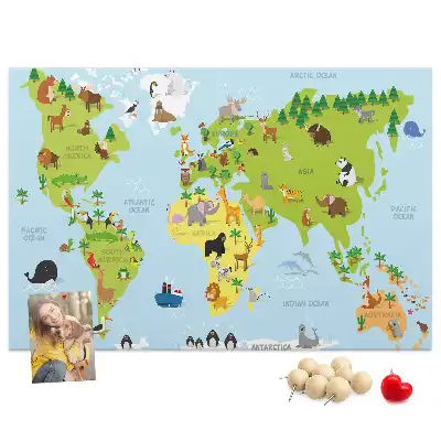 Korková nástenka s atlasom zvierat pre deti