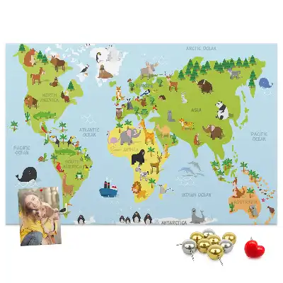 Korková nástenka s atlasom zvierat pre deti