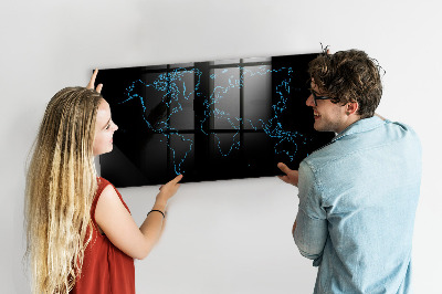 Kresliaca magnetická tabuľa Obrys mapy sveta