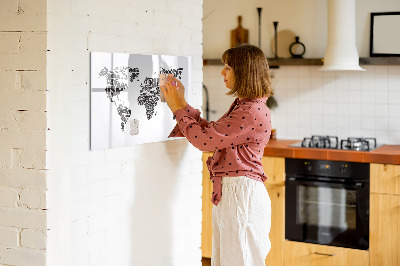 Magnetická popisovateľná tabuľa Mapa sveta s nápismi