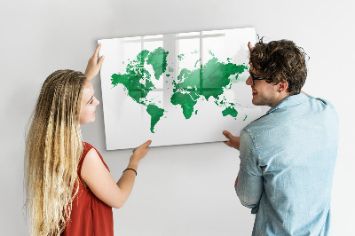 Kresliaca magnetická tabuľa Zelená mapa sveta
