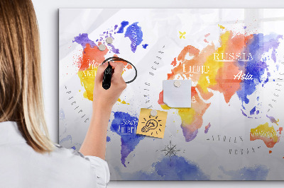 Magnetická popisovateľná tabuľa Akvarelová mapa sveta