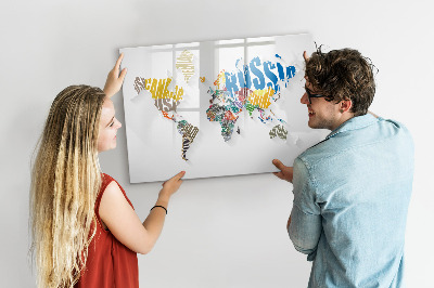 Kresliaca magnetická tabuľa Textová mapa sveta