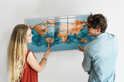 Magnetická popisovateľná tabuľa Abstraktná mapa sveta