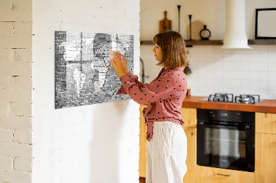 Magnetická tabuľa na kreslenie Mapa sveta na tehlách