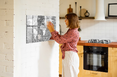 Magnetická tabuľa na kreslenie Mapa sveta na tehlách