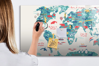Magnetická popisovateľná tabuľa Obrázková mapa sveta