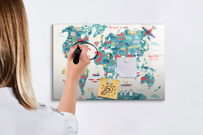 Magnetická popisovateľná tabuľa Obrázková mapa sveta