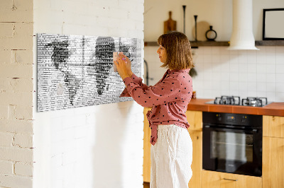 Magnetická tabuľa na kreslenie Tehlová mapa sveta