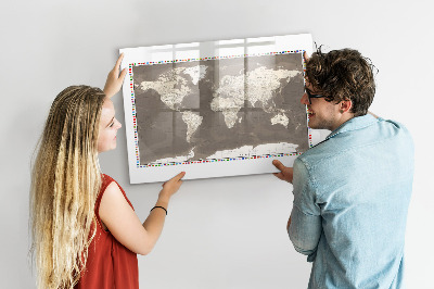 Kresliaca magnetická tabuľa Hnedá mapa sveta