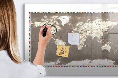 Kresliaca magnetická tabuľa Hnedá mapa sveta