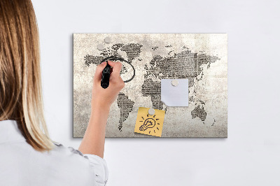 Magnetická popisovateľná tabuľa Mapa sveta noviny
