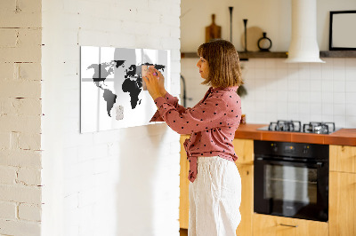 Magnetická tabuľa na kreslenie Čierna mapa sveta