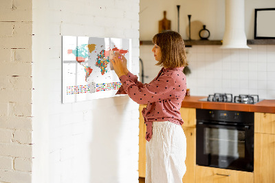 Magnetická kresliaca tabuľa Farebná mapa sveta