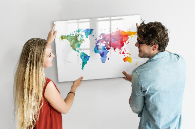 Magnetická tabuľa na kreslenie Akvarelová mapa sveta