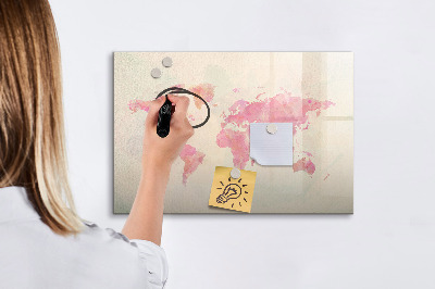 Magnetická popisovateľná tabuľa Akvarelová mapa sveta