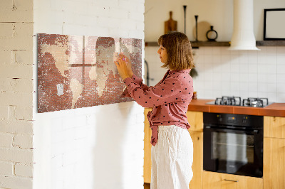 Magnetická popisovateľná tabuľa Mapa sveta na tehle