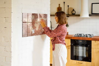 Magnetická popisovateľná tabuľa Mapa sveta na tehle