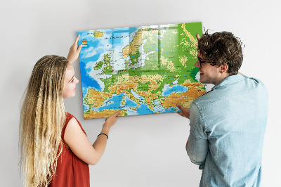 Magnetická popisovateľná tabuľa Geografická mapa sveta